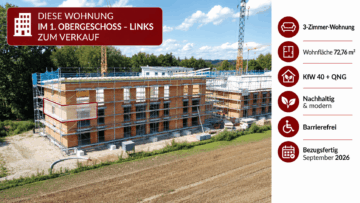 3-Zimmer Eckwohnung mit Blick ins Grüne – KfW-40 QNG-Standard !!, 94437 Mamming, Etagenwohnung