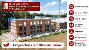 ** Barrierefreie 2-Zimmer-Wohnung – MODERN | KfW40 mit QNG **, 94437 Mamming, Erdgeschosswohnung