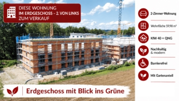 ** Barrierefreie 2-Zimmer-Wohnung – MODERN | KfW40 mit QNG **, 94437 Mamming, Erdgeschosswohnung