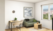 Wohnzimmer - Moderne 2-Zimmer-Neubauwohnung mit Balkon – zentral und altstadtnah