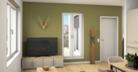 Wohnzimmer - Modern wohnen in Landshut: Vollmöblierte 2-Zimmer-Wohnung mit Balkon
