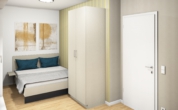 Schlafzimmer - Modern wohnen in Landshut: Vollmöblierte 2-Zimmer-Wohnung mit Balkon