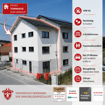 *** Erstbezug Eckhaus – 4-Schlafzimmer | modern | KfW 40 ***, 84079 Bruckberg, Reiheneckhaus