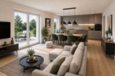 Wohnzimmer mit Küche - !! PRESALE - Neubau Doppelhaushälfte im KfW 40 QNG Standard !!