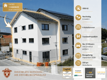 !! KfW 40 Townhaus – 150 ㎡ modernes Wohnen für die Familie – nur 15 Minuten von Landshut entfernt !, 84079 Bruckberg, Reiheneckhaus